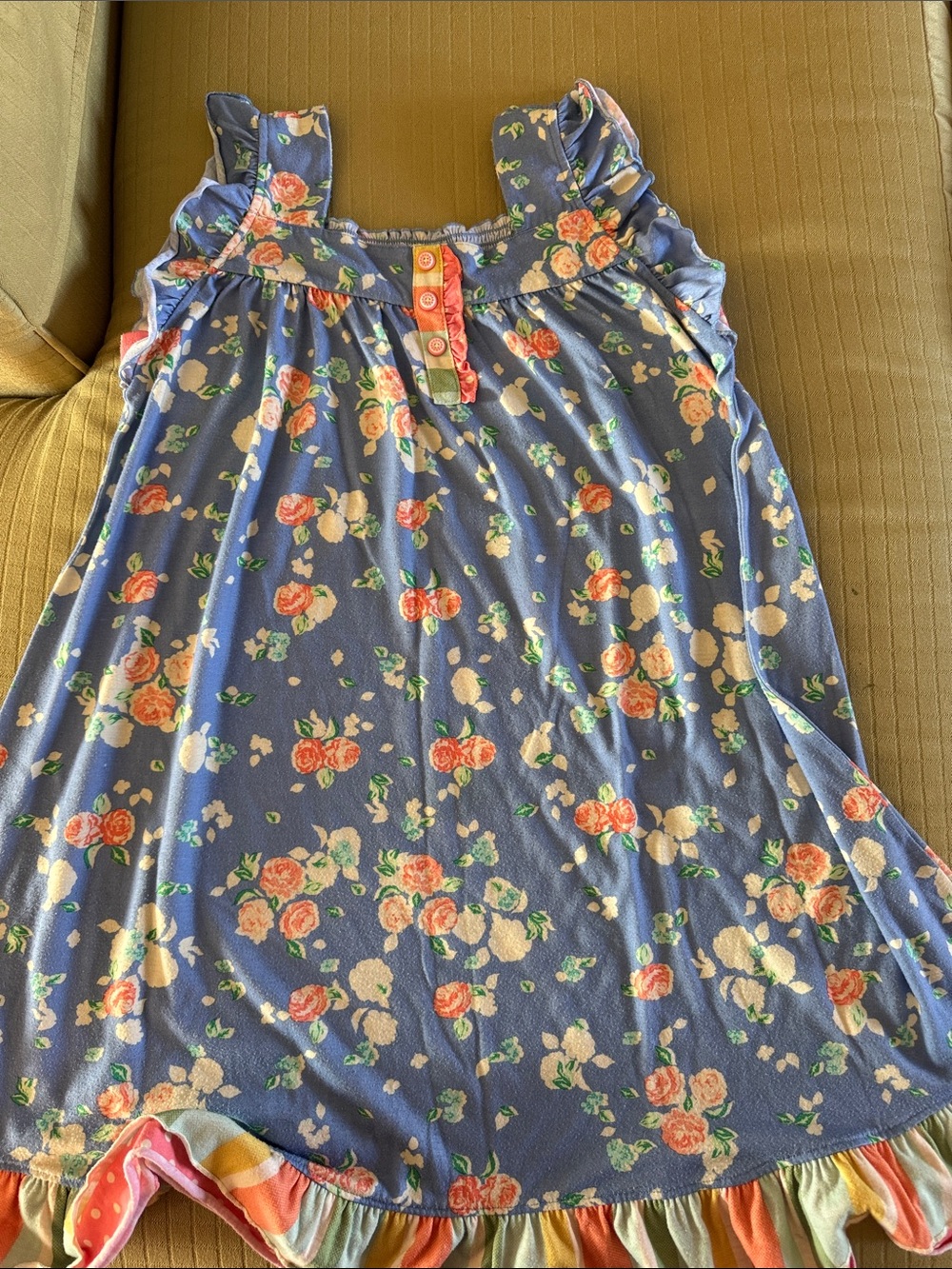 Matilda Jane Lavender Floral Nightgown with Coral Roses and Rainbow Hem